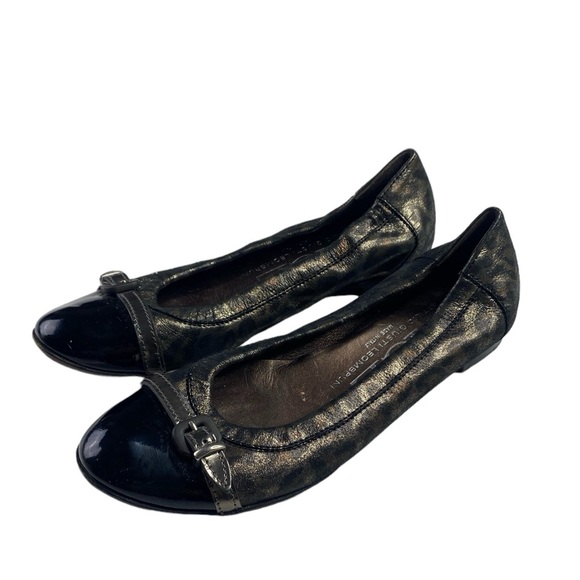 AGL Women Patent Leather Cap Toe Leopard Ballet Flats 36.5 - Picture 1 of 6